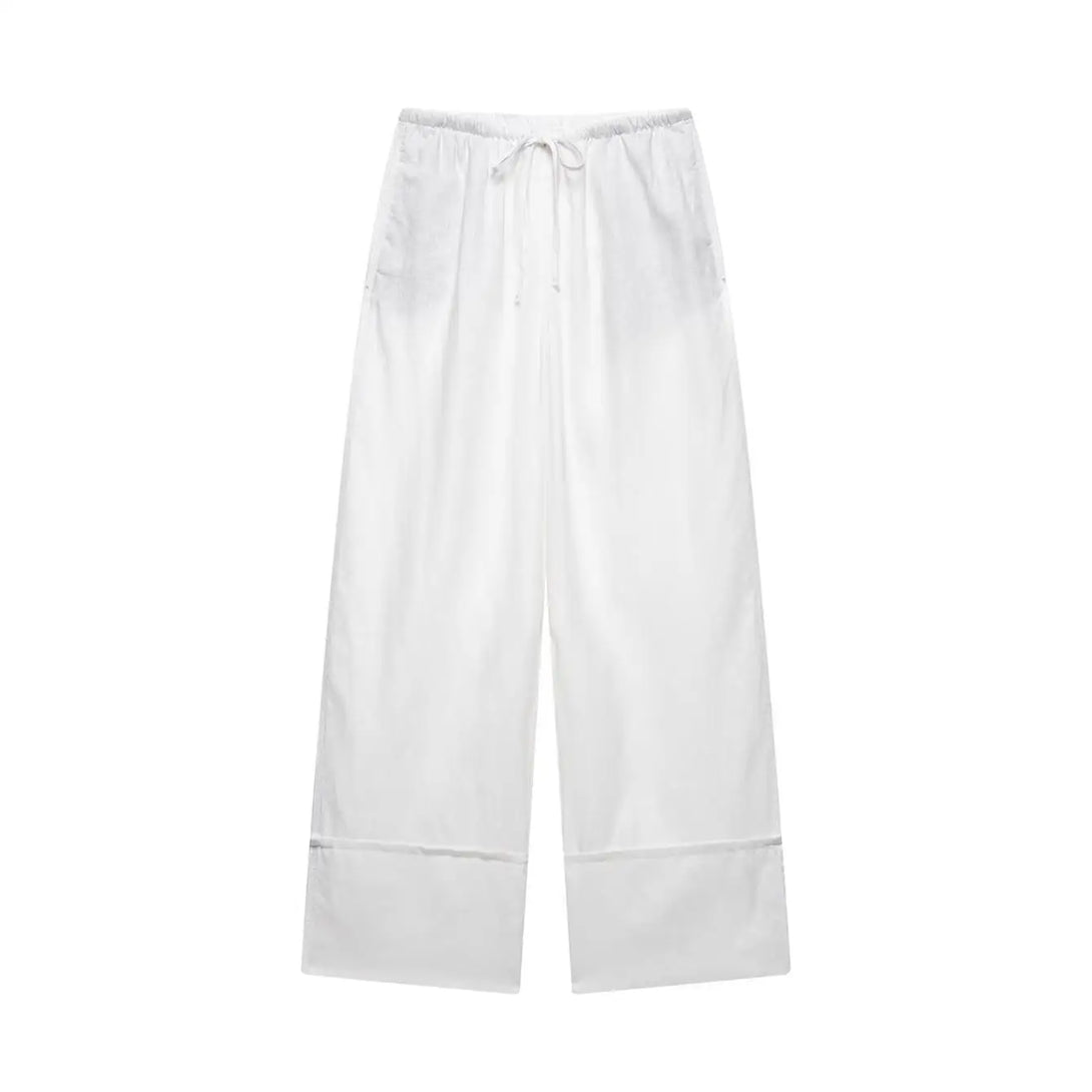 Tfmln 2025 conjuntos de calças blusa feminina escritório senhoras elegante manga longa casual camisa solta perna larga calça ternos roupas simples