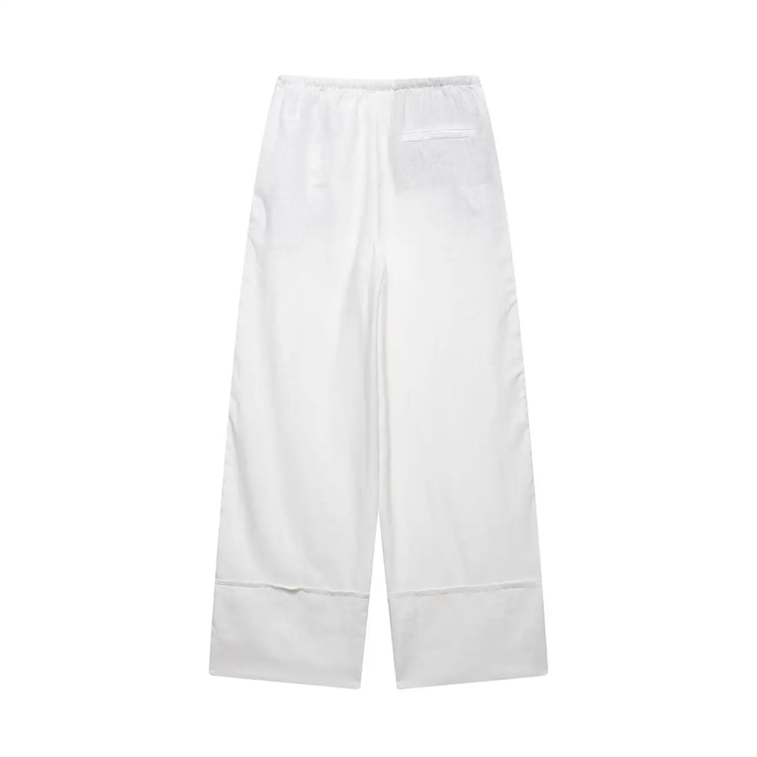 Tfmln 2025 conjuntos de calças blusa feminina escritório senhoras elegante manga longa casual camisa solta perna larga calça ternos roupas simples