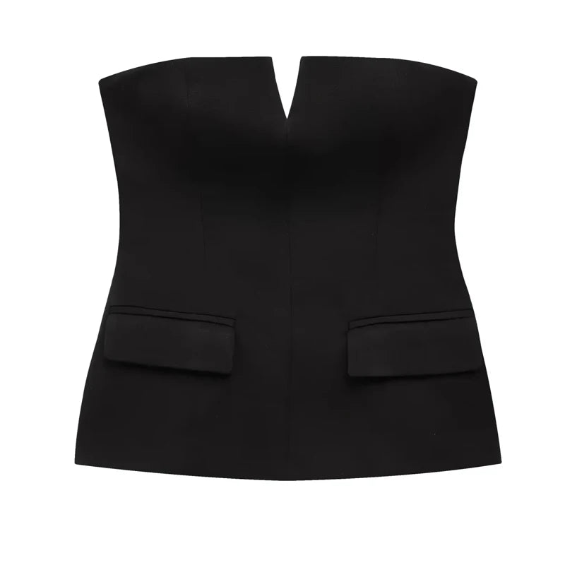 Traf topos para mulheres sem alças fora branco colheita topo mulher verão espartilho tubo topos sexys sem costas regata sem mangas sólido topos
