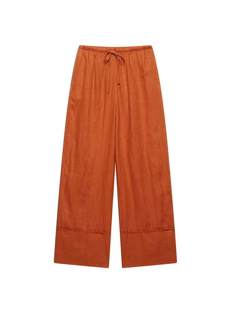 Tfmln 2025 conjuntos de calças blusa feminina escritório senhoras elegante manga longa casual camisa solta perna larga calça ternos roupas simples