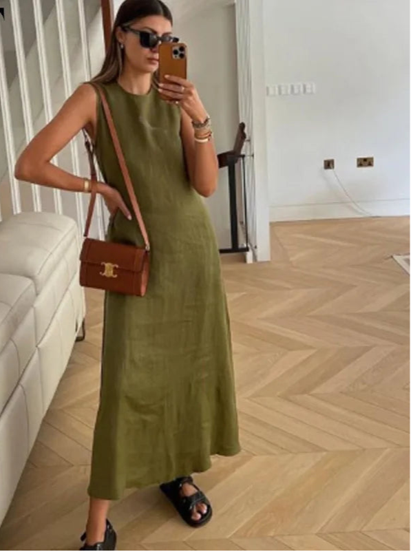 Vestido Midi Casual Manga Cavada - Lucy