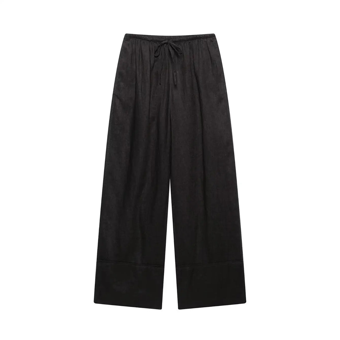 Tfmln 2025 conjuntos de calças blusa feminina escritório senhoras elegante manga longa casual camisa solta perna larga calça ternos roupas simples