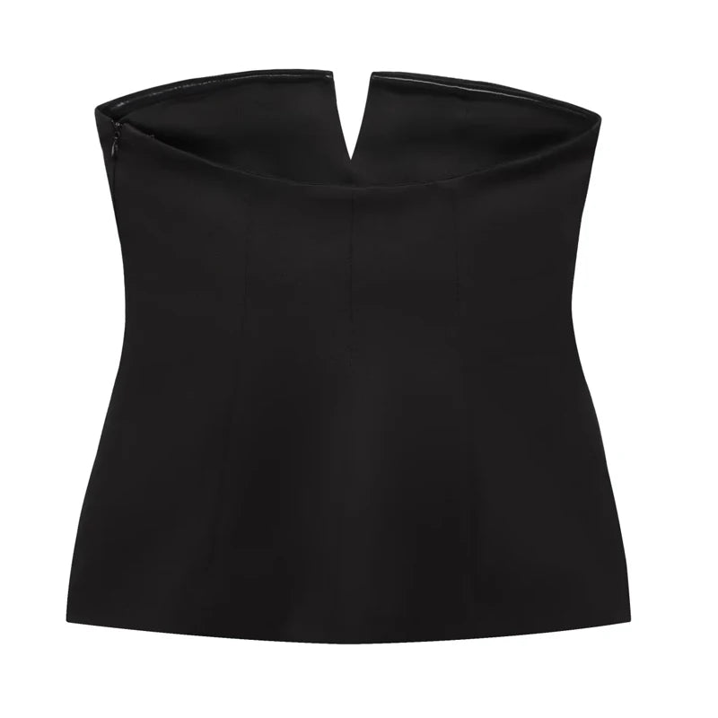 Traf topos para mulheres sem alças fora branco colheita topo mulher verão espartilho tubo topos sexys sem costas regata sem mangas sólido topos