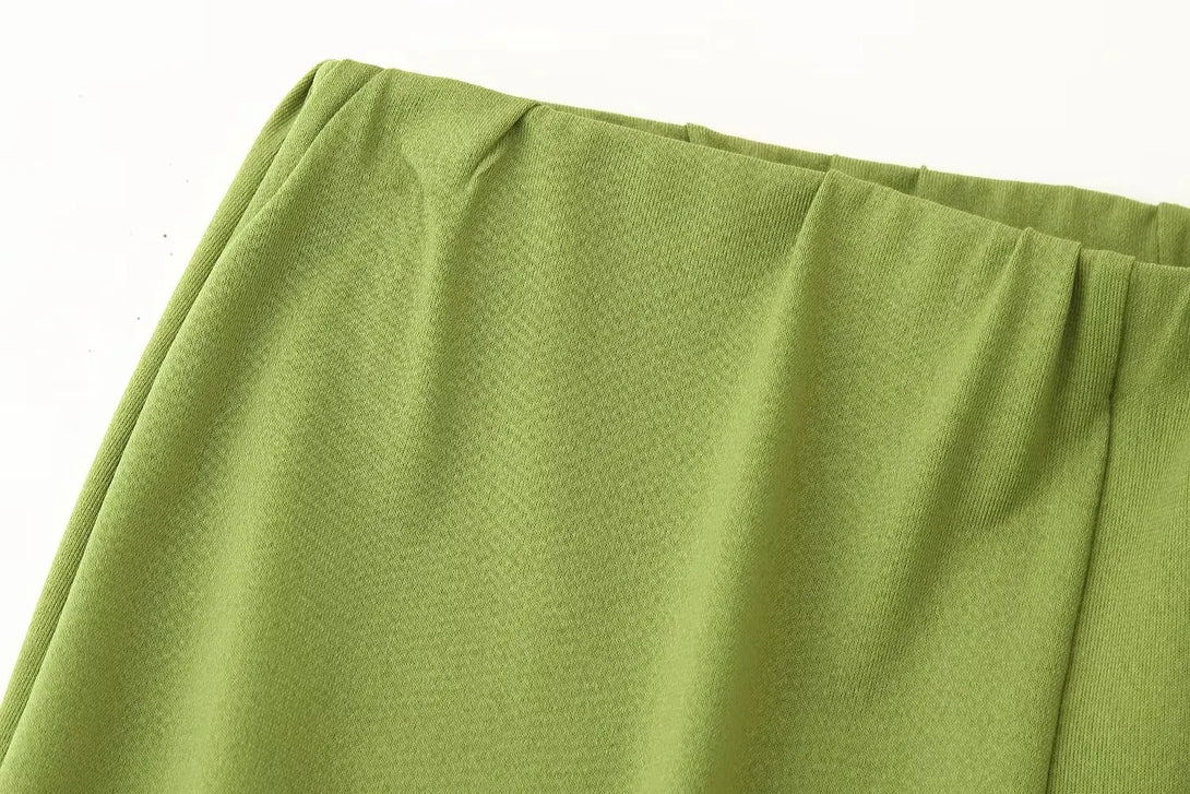 Feminino chique calças sólidas terno sem costas com plissado assimétrico decoração sling top + cintura elástica caída calças de perna larga