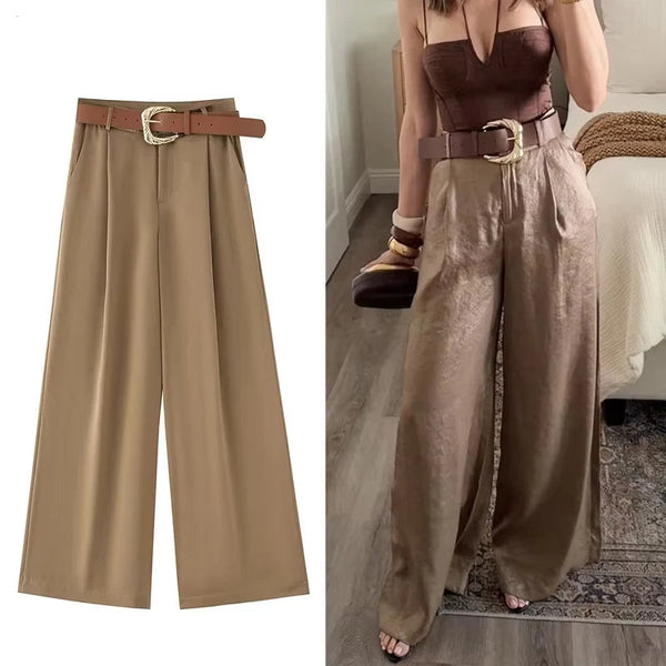 Calça Feminina Alfaiataria Cintura Alta Pantalona