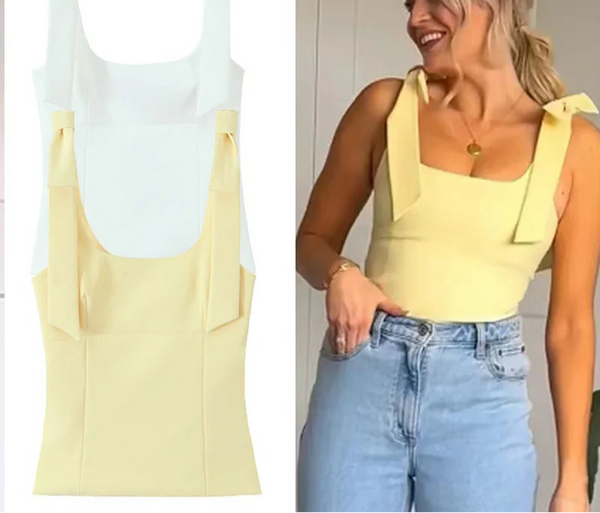 Blusa Regata Ampla Feminina com Laço